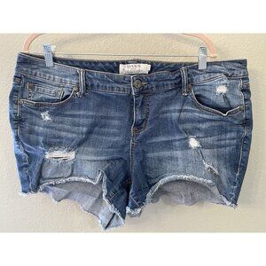 Torrid Distressed Blue Jean Shorts 18 Frayed Hem Ripped Punk Summer Cut‎ off